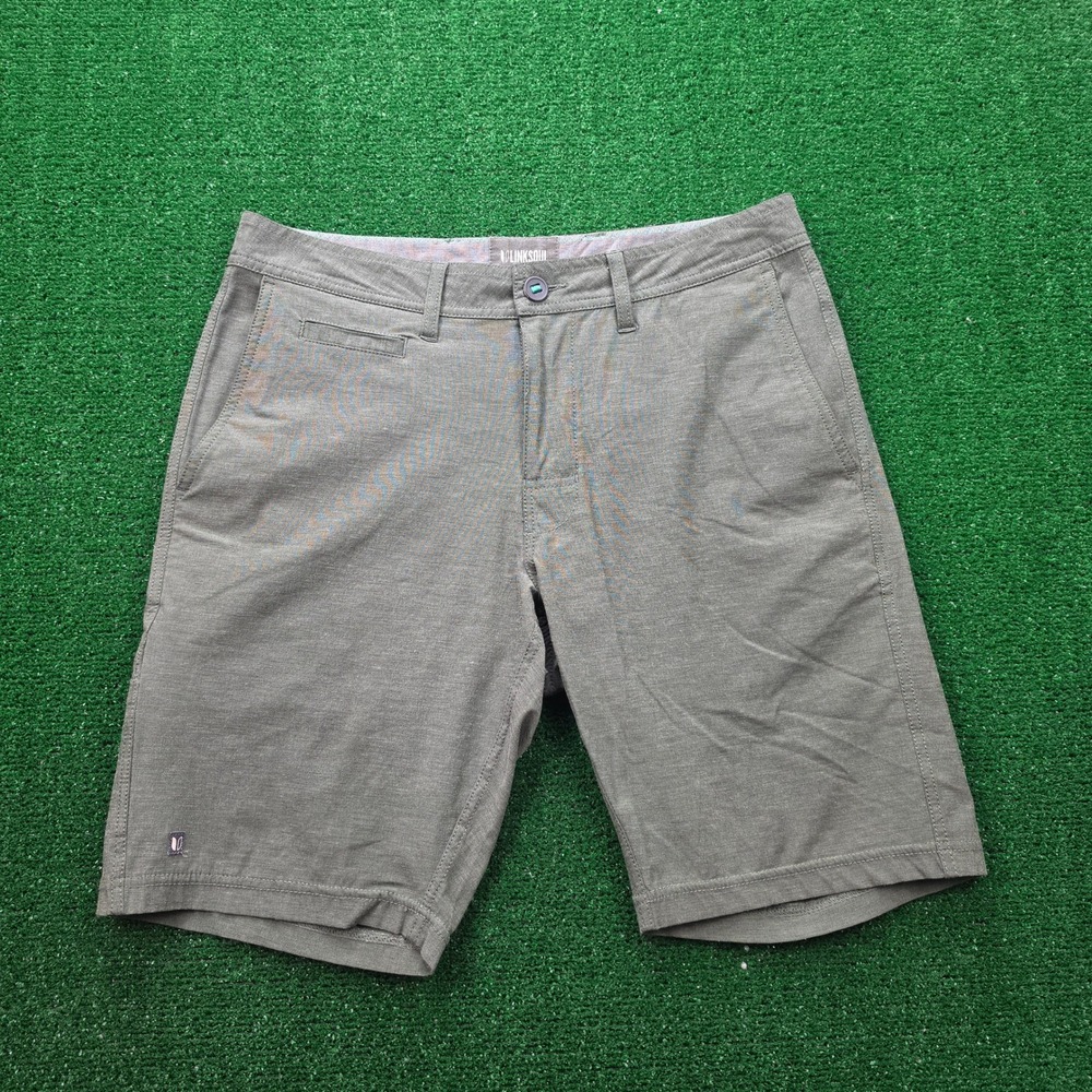 Linksoul Boardwalker Performance Golf Shorts Mens 32 Olive Green Chino Casual
